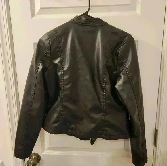 Boy Meets Girl Size S Black Leather Jacket Full Zip #T458 - Picture 3 of 5